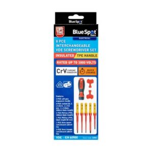Blue Spot Tools 8 PCE Interchangeable VDE Screwdriver Set (SL3-SL5.5)(PH1-PH2)