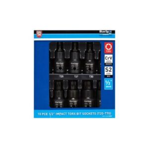 Blue Spot Tools 10 PCE 1/2" Impact Torx Bit Sockets (T20-T70)