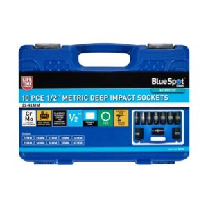 Blue Spot Tools 10 PCE 1/2" Metric Deep Impact Sockets 22MM-41MM