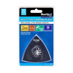 Blue Spot Tools 80MM Multi-Tool Sanding Plate, includes 6 PCE mixed sheets