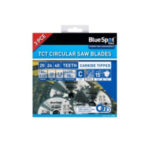 Blue Spot Tools 3 PCE 184mm x 30mm TCT Circular Saw Blades (20, 24 & 40 Teeth)