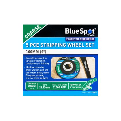 Blue Spot Tools 5PCE 100mm (4") Coarse Stripping Wheel Set