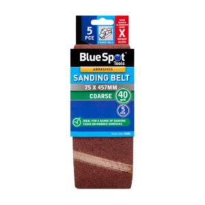 Blue Spot Tools 5 PCE 75 x 457mm Sanding Belt 40 Grit