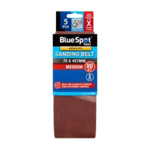 Blue Spot Tools 5 PCE 75 x 457mm Sanding Belt 80 Grit