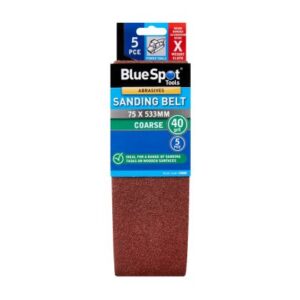 Blue Spot Tools 5 PCE 75 x 533mm Sanding Belt 40 Grit