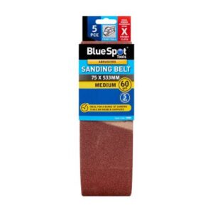 Blue Spot Tools 5 PCE 75 x 533mm Sanding Belt 60 Grit