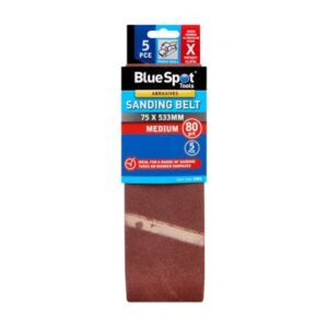 Blue Spot Tools 5 PCE 75 x 533mm Sanding Belt 80 Grit