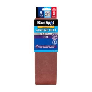 Blue Spot Tools 5 PCE 75 x 533mm Sanding Belt 120 Grit
