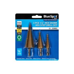Blue Spot Tools 3 PCE Hex Shank HSS Step Drill Set (1/4" Hex Shank) (4 - 32mm)