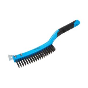 Blue Spot Tools Soft Grip Long Handle Wire Brush With Scraper