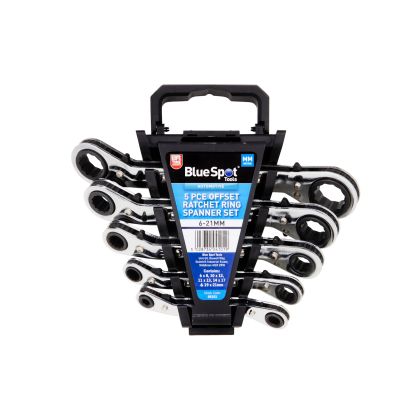 Blue Spot Tools 5 PCE Offset Ratchet Ring Spanner Set (6-21mm)